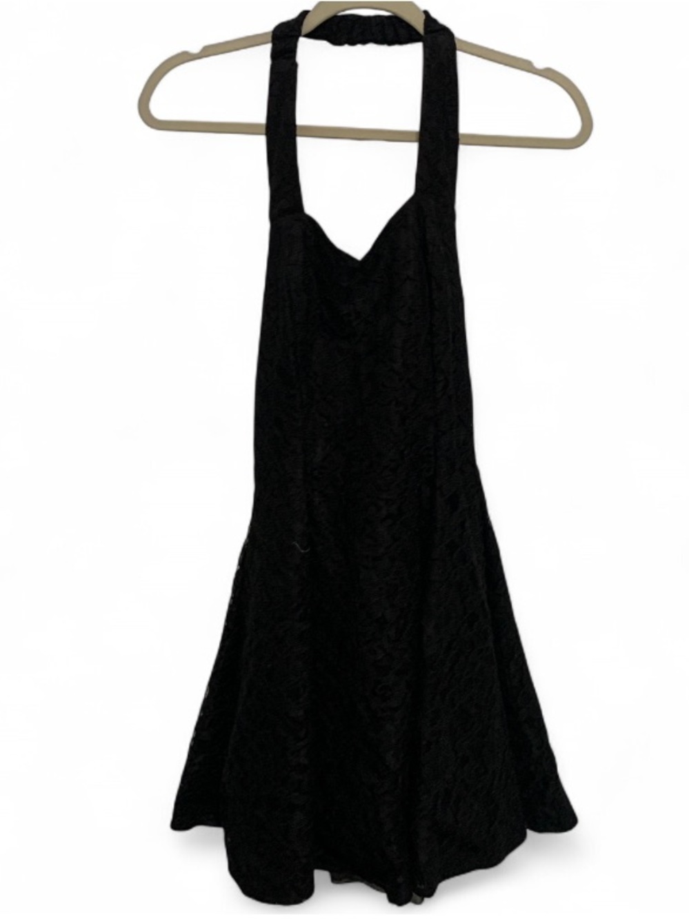 Vintage Positively Ellyn Black Lace Halter Skater Dress - Elegant Party Dress